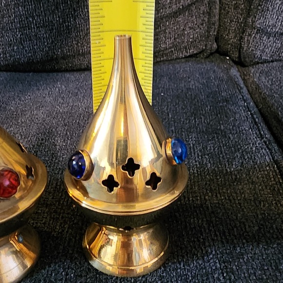 Set Of 3 Brass Incense Burner/ Tea Candle Holder‎ India 4" - Picture 11 of 14